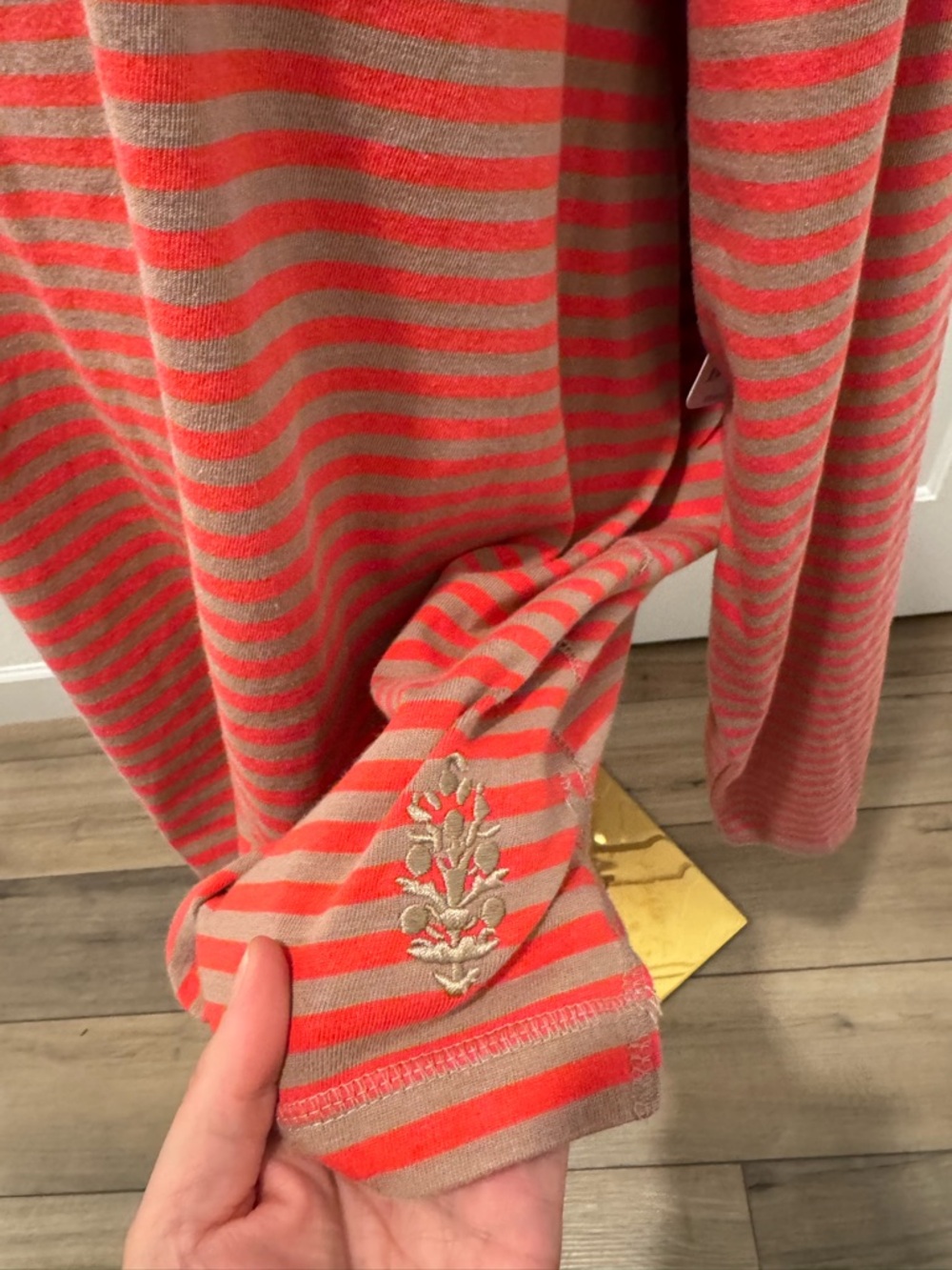 Free People Restoration Yarn Dye Stripe Layer sailor stripe sand size xl NWT - Picture 2 of 5